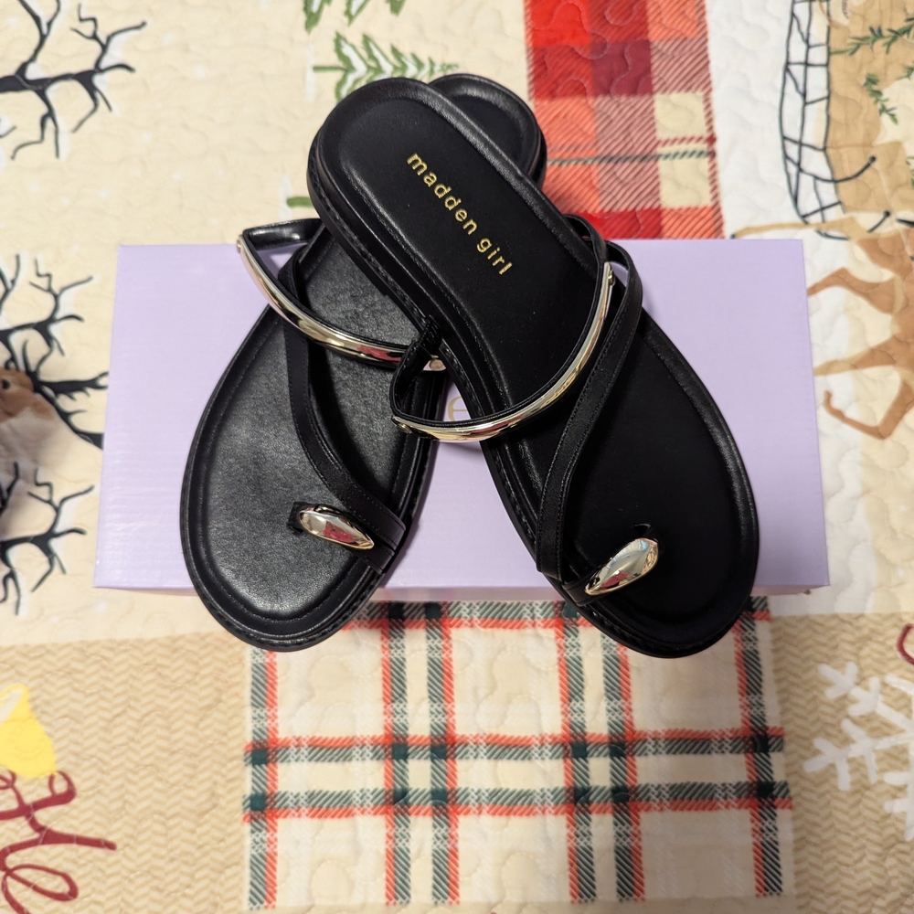 Madden Girl Black Sandals with Silver Straps